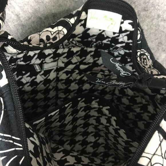 Vera Bradley Tote Over Shoulder Back Hobo Handbag Black White Paisley Quilted - Picture 13 of 15